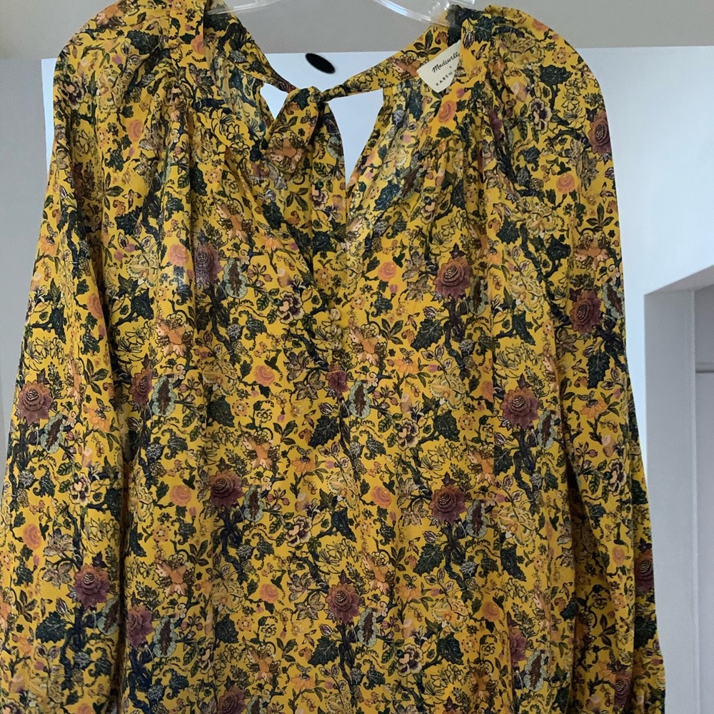 Madewell x Karen walker mustard floral blouse sz M